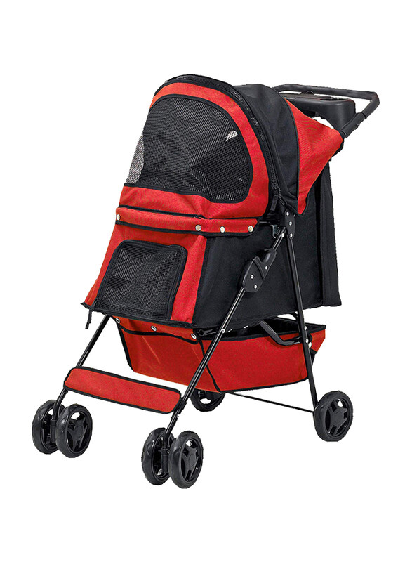 

Pawise Foldable Pet Stroller with 4 Wheels, Red