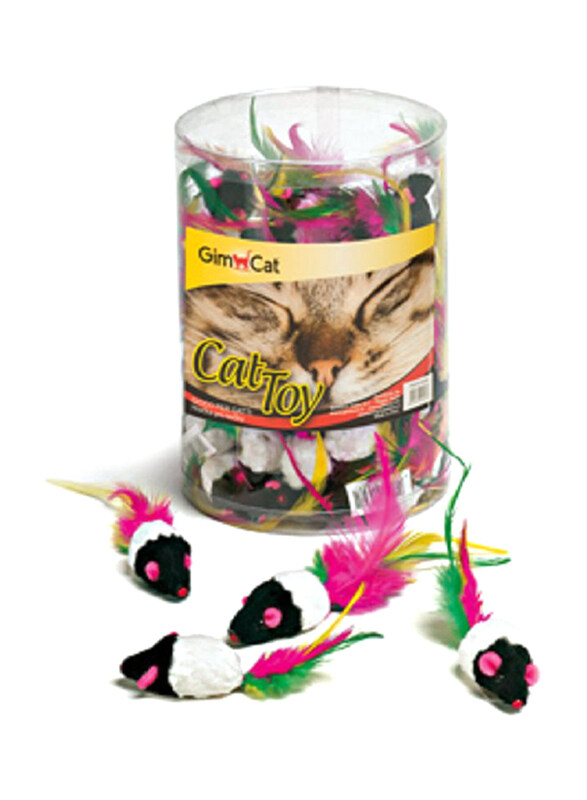 

Gimcat Tube Mice Mouse with Feather Cat Toy, 100 Pieces, Multicolour