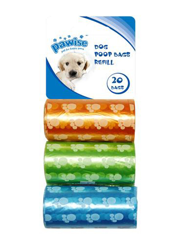 

Pawise Poop Bag Refills, 8 x 20 Sheets, Multicolour