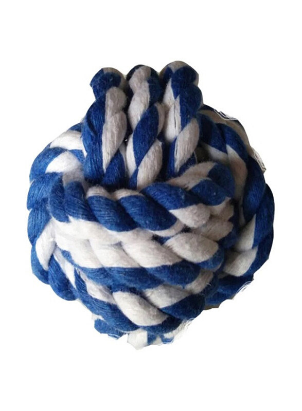 

Pawise Rope Knot Ball Dog Toy, 6cm, Blue/White