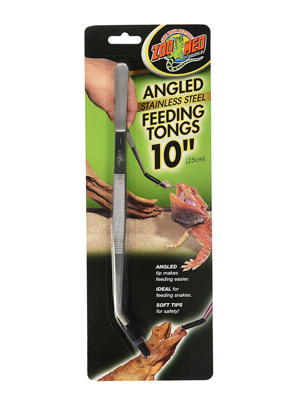 

Zoomed Angled Stainless Steel Feeding Tong, 10 inch, Silver/Black