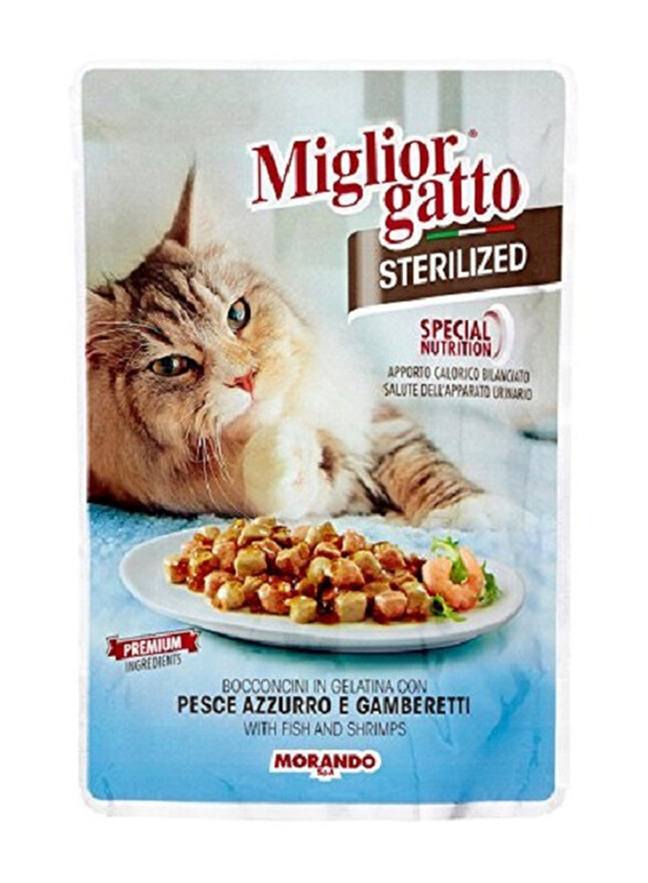 

Miglior Gatto Sterilized Chunks In Jelly with Fish & Shrimps Cat Wet Food, 85g