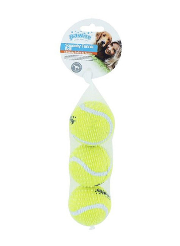 

Pawise Squeaky Tennis Ball for Dog, 3 Piece, Green