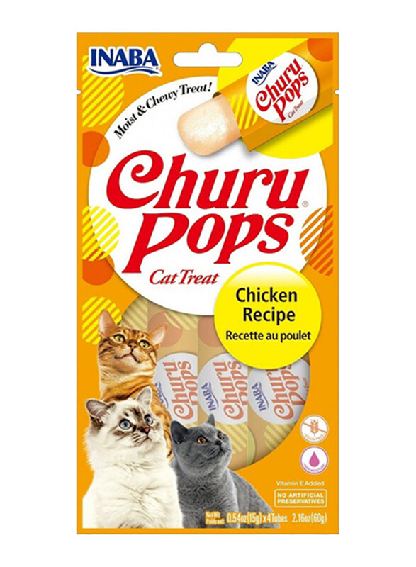 

Inaba Churu Pops Chicken Recipe Cat Wet Food, 4 Tubes, 60g