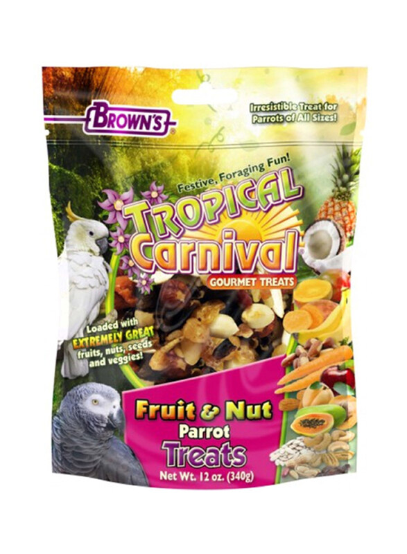 

Brown's Tropical Carnival Gourmet Fruit & Nut Parrot Treats Birds Dry Food, 340g