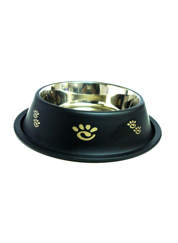 

Raintech 20.5cm S/S Antiskid Designer Coloured Dog Bowl, Black/Silver