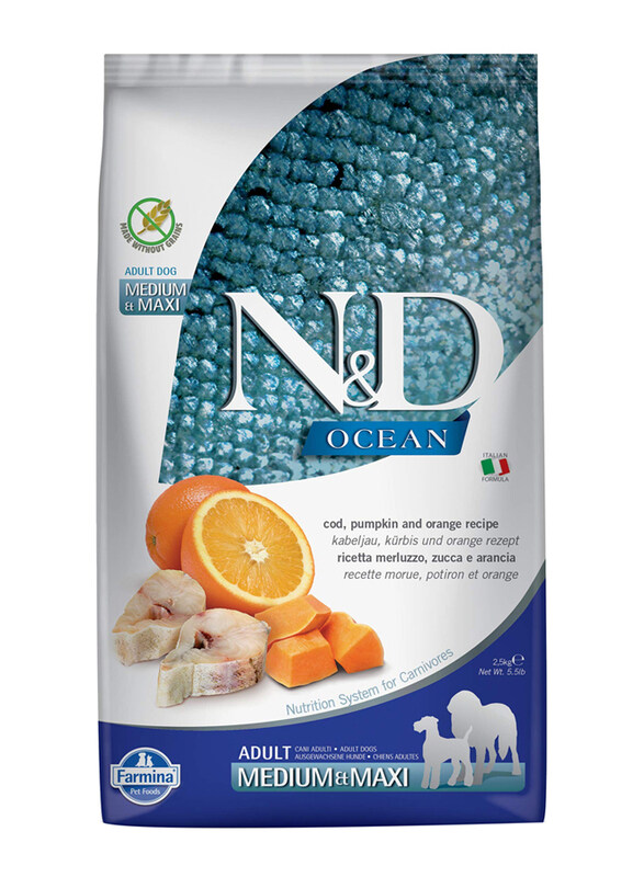 

Farmina N&D Ocean Herring & Orange Adult Medium and Maxi Dog Dry Food, 2.5Kg
