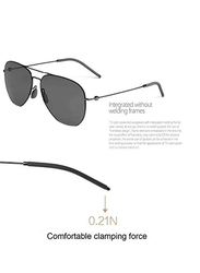 Xiaomi Mi Nexol Polarized Full-Rim Navigator Gunmetal Sunglasses Unisex, Black Lens, TYJ04TS, 60/14/150