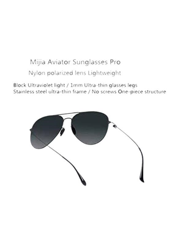 Xiaomi Mi Nexol Polarized Full-Rim Navigator Gunmetal Sunglasses Unisex, Black Lens, TYJ04TS, 60/14/150