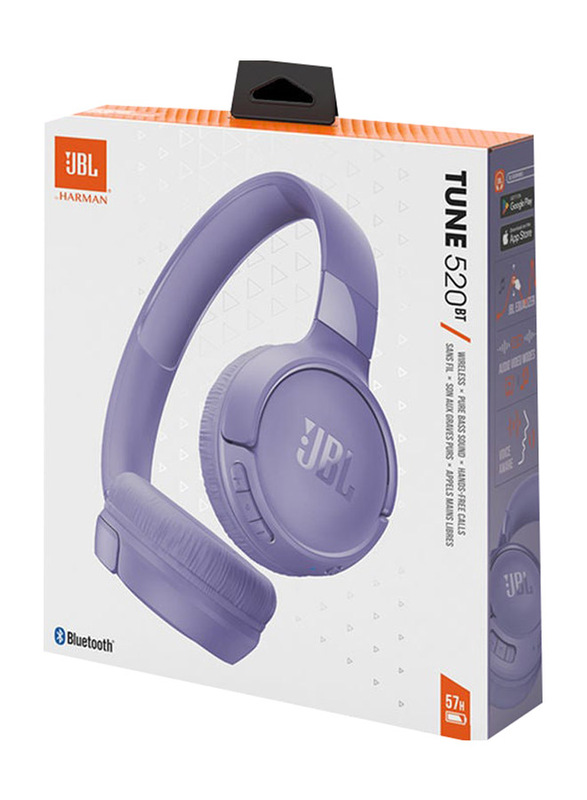 JBL Wireless Over-Ear Headphones, JBLT520BTPUREU, Purple