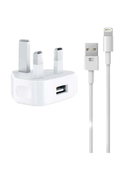 Heatz ZA512 Single Port Adapter Wall Charger, 2.2A with Lightning to USB Charge Cable, White