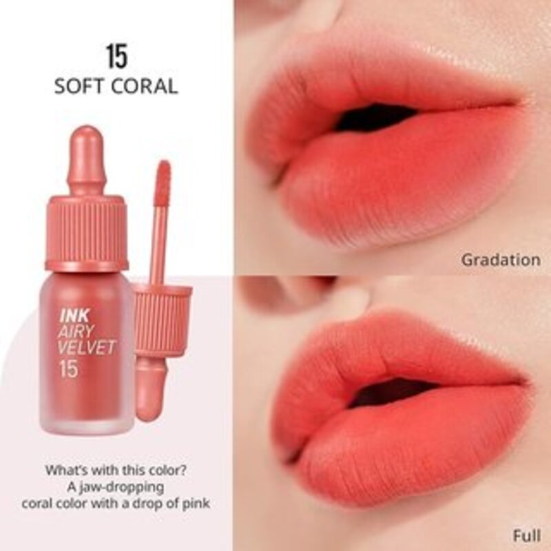 PERIPERA Ink the Velvet AIRY Liptint 4g 1pc 15 SOFT CORAL