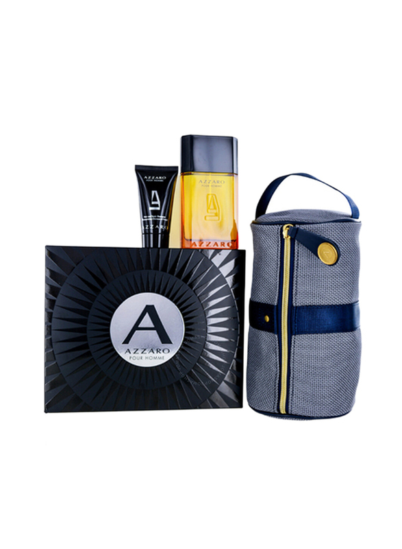 

Azzaro 3-Piece Pour Homme Perfume Gift Set for Men, 100ml EDT Perfume, 50ml Body & Hair Shampoo, Pouch