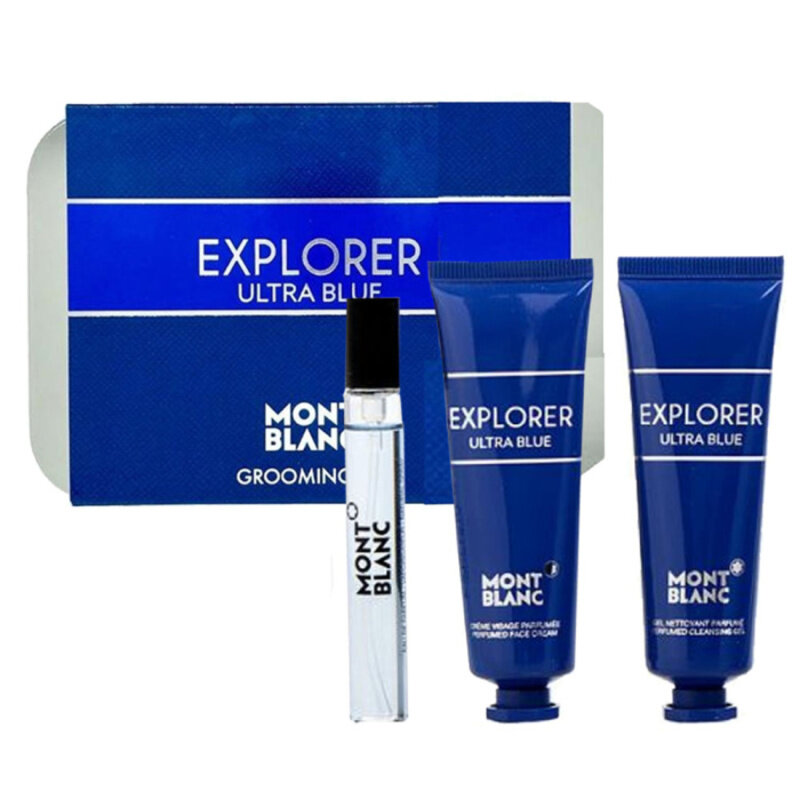 

MONT BLANC EXPLORER ULTRA BLUE (M) EDP Perfume7.5ML+C/G 30ML+F/C 30ML GROOMING KIT SET