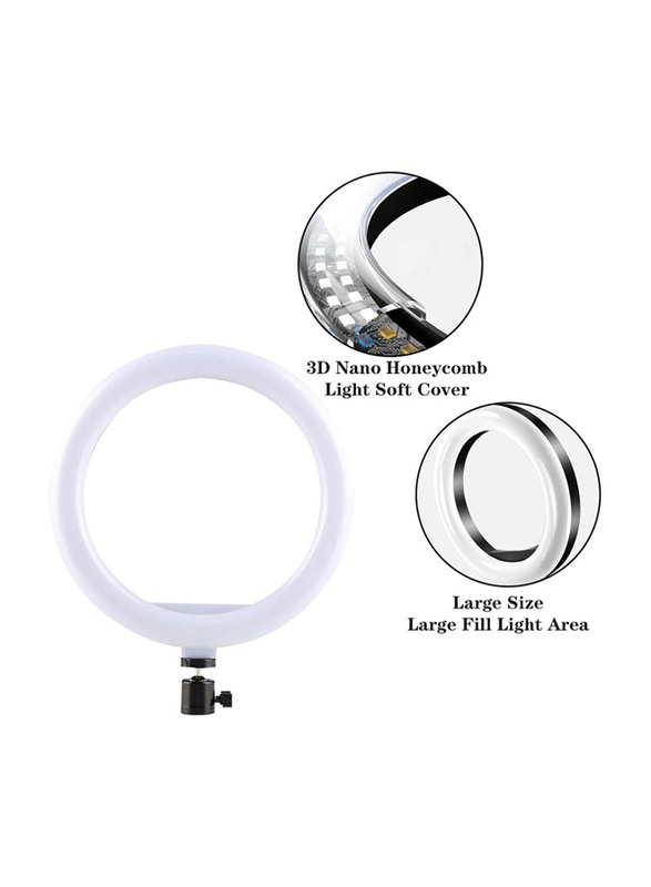 Nayubo Selfie Ring Light with 3 Light Modes and 10 Brightness Levels USB Powered Mini LED Fill Light for YouTube/Tik Tok/Phone/Live Stream/Makeup Shooting/Zoom, White