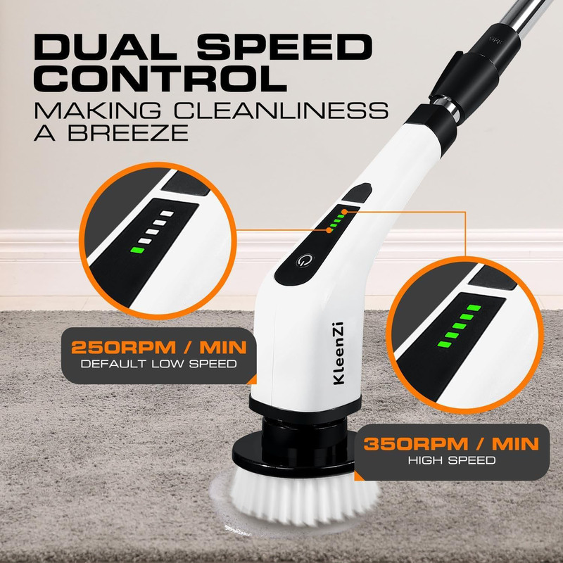 PowerSpin 8-in-1 Electric Scrubber with Cordless Cleaning Companion, White