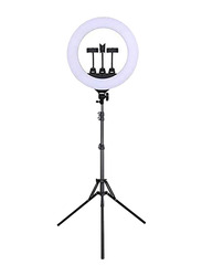 Shopdeal 18in Ring Light with Tripod Stand for Selfie Makeup Live Stream and YouTube Video Dimmable LED Camera, Black