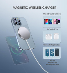 2 Piece Magnetic Wireless Charger Mag-Safe Charger for iPhone 14/13/12 Series/Air Pods 3/2/Pro, White
