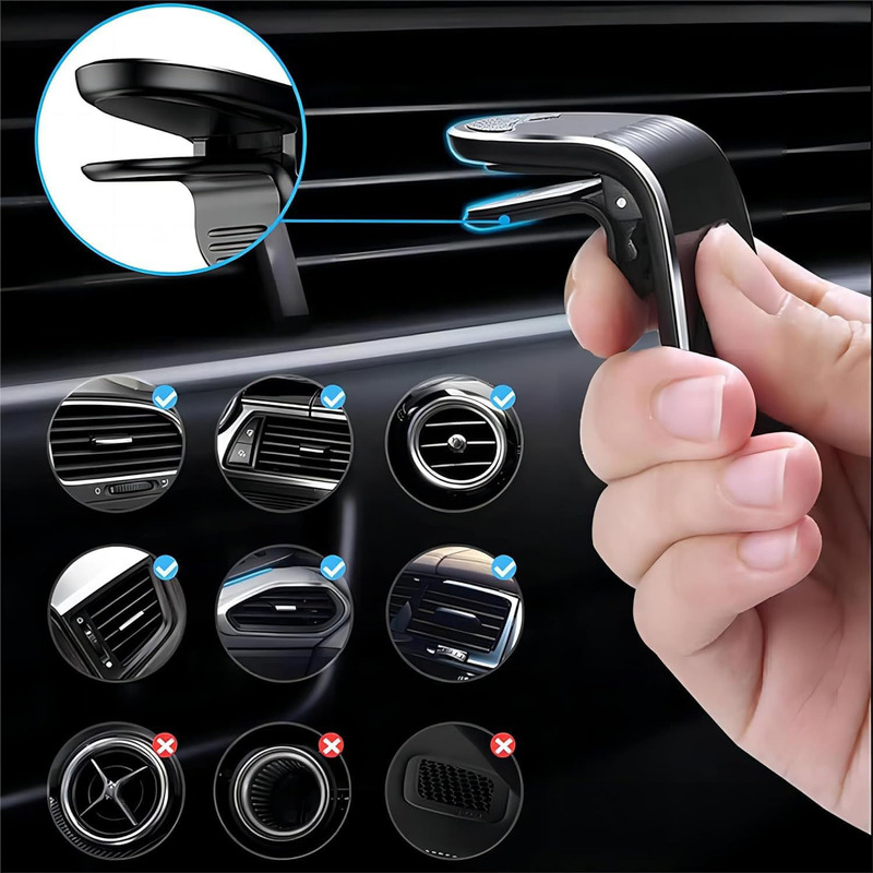 F3 Magnetic Car Phone Holder Securely Mount Your Phone on Any Car Vent with Universal for All Phone Models, Black