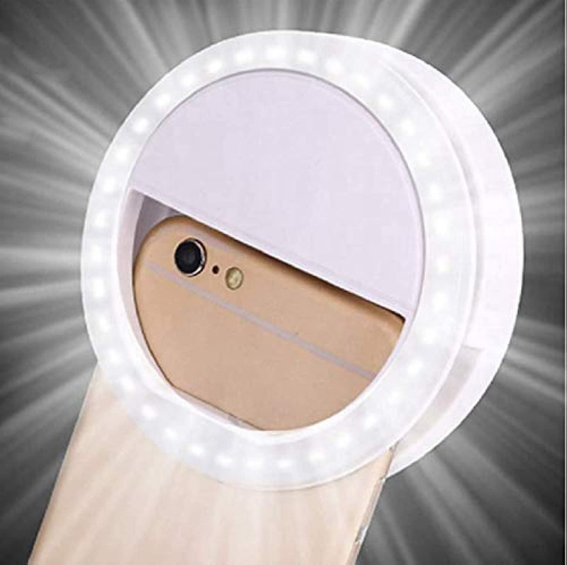 TLZY Rechargeable Battery 36 LED Mini Ring Light for Camera Selfie LED Camera Light for Apple iPhone/iPad/Laptop/Make Up, White