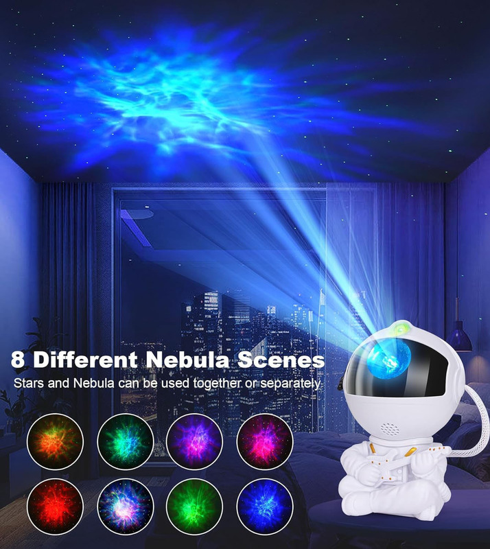 360 Degree Adjustable Spaceman Light Projector with Remote Control, White