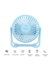 Rechargeable USB Mini Portable Fan with Three Gears, Blue