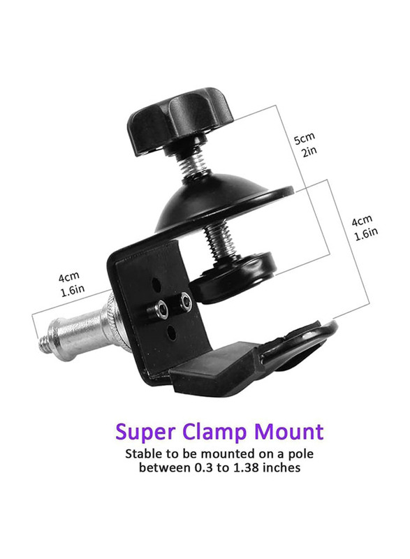 Mini Gooseneck Super Clamp Mount Webcam Stand Phone Holder Camera Mount Music Stand Holder for Cell phones/LED Lights/Flash/Microphone/GoPro, Black
