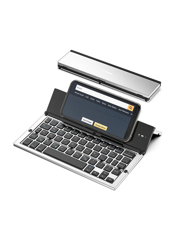 Foldable Bluetooth Aluminium Keyboard Portable Wireless English Keyboard, Black