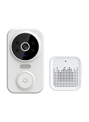 Wireless Remote Smart Video Doorbell Camera with Wide Viewing Angle & HD Night Vision, White