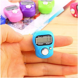 Digit Clickers Mini Finger Ring LCD Digital Tally Counter Handheld Resettable Digital Tasbeeh, Blue