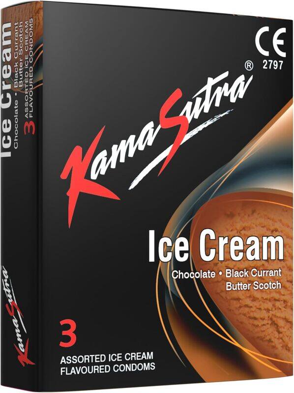 

100% Natural Kamasutra Ice Cream Flavor Condoms 3'S