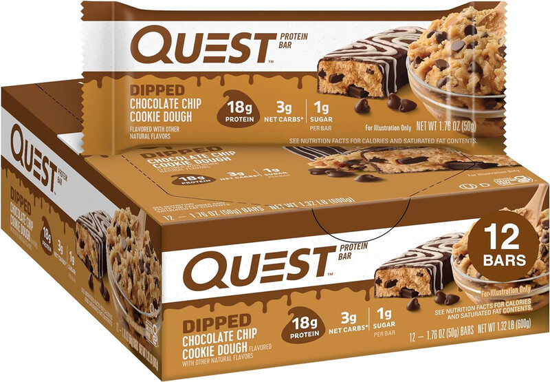 Quest Protein Bar Chocolate Chip Cookie Dough Flavor Pack of 12