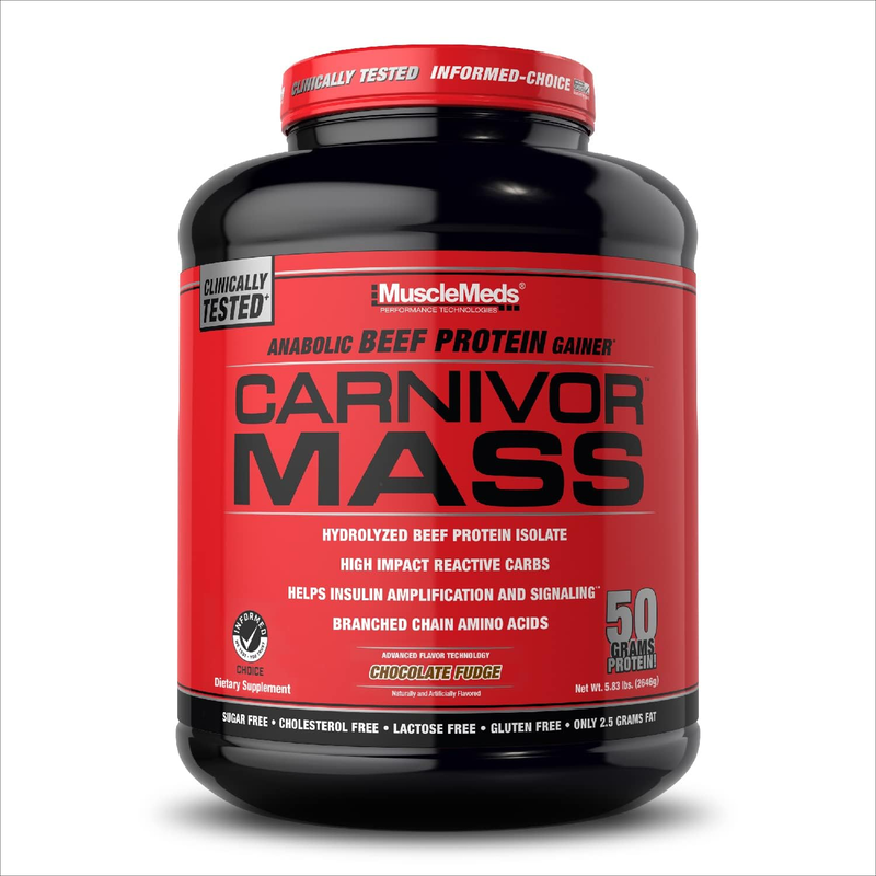 

MuscleMeds Anabolic Beef Protein Gainer Carnivor Mass, 2646g, Chocolate Fudge Flavor, 14 Serving