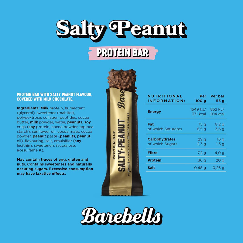 Barebells Protein Bars Salty Peanuts Pack of 12