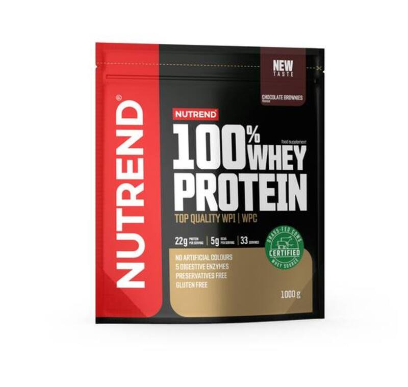 Nutrend 100% Whey Protein, Chocolate + Cocoa Flavor, 1kg, 33 Serving