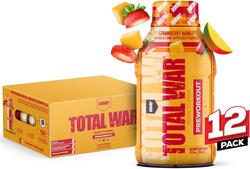 Redcon1 Total War Pre Workout Drink, 355ml, Strawberry Mango, Pack of 12