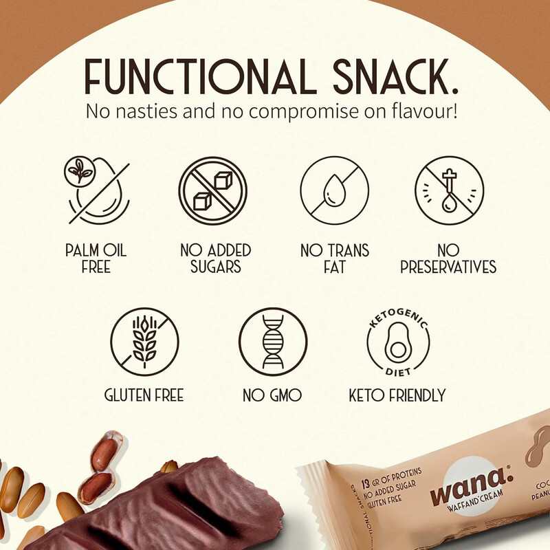 Wana Waffand Cream Protein Bar Cocoa With Gianduja Flavor Cream 43g