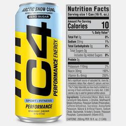 Cellucor C4 Energy, Zero Sugar, Pre Workout Drink, 473ml, Arctic Snow Cone, Pack of 12