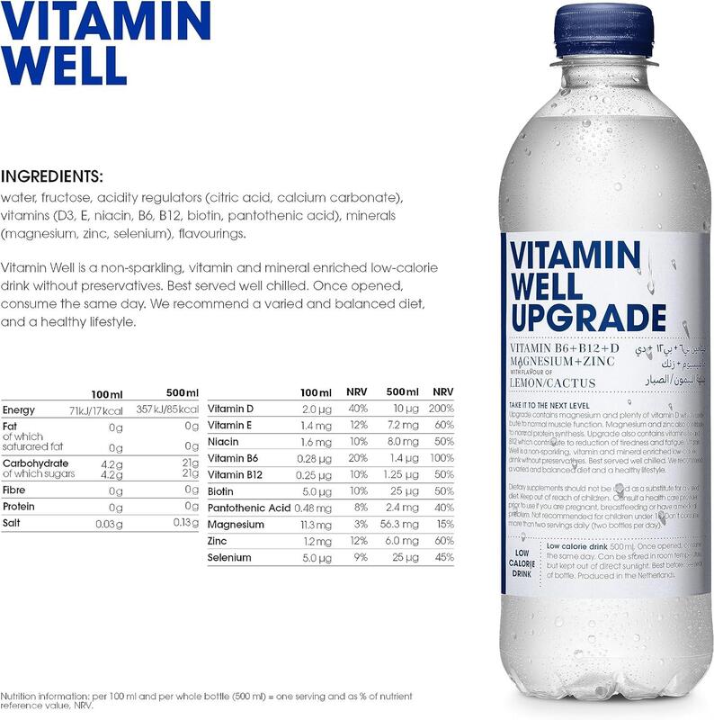 Vitamin Well Upgrade, Lemon/Cactus, Vitamin B12 + D Magnesium + Zinc, 500ml