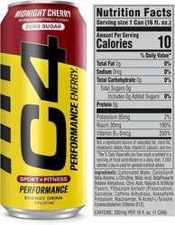 Cellucor C4 Energy, Zero Sugar, Pre Workout Drink, Midnight Cherry, 473ml