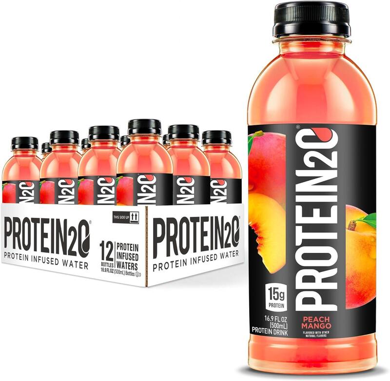 Protein2o, 15g Whey Protein Infused Water Plus Energy, Peach Mango, 500ml, Pack of 12