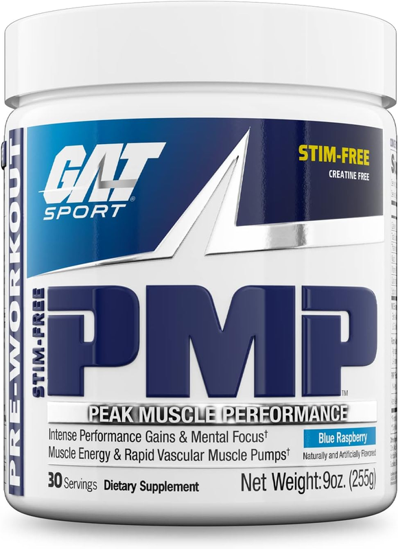 

GAT SPORTS GAT Sport Stim Free PMP, 255g, Blue Raspberry Flavor, 30 Serving