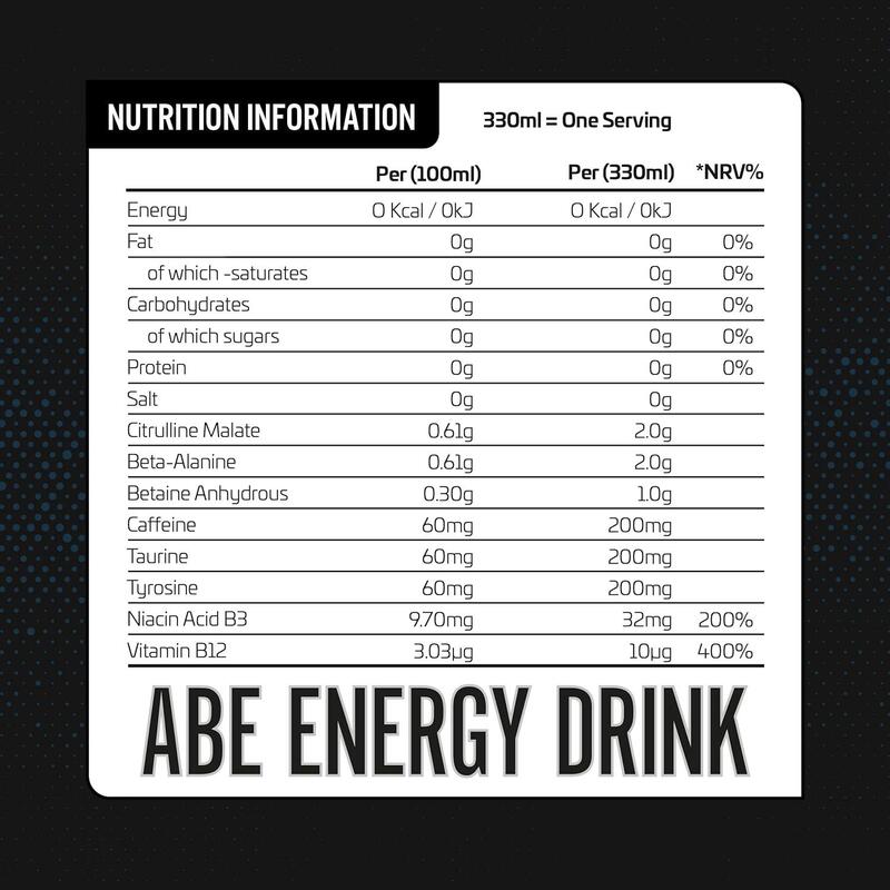 Applied Nutrition ABE Energy Drinks: Zero Sugar, Zero Calories, Fruit Candy Flavor - Pack of 12 (330ml)