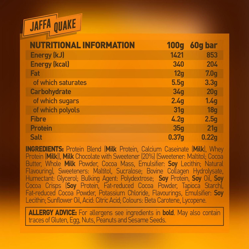 Grenade Hi Protein Bar Jaffa Quake Flavor 60g Pack of 12