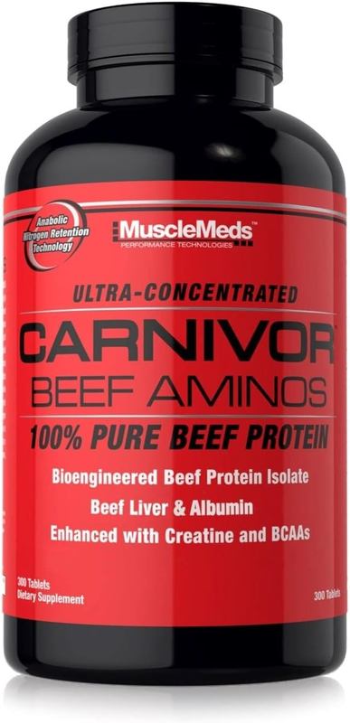 MuscleMeds Carnivor 100% Aminos, 300 Tablets, 100 Serving, 226g