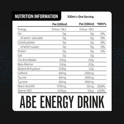 Applied Nutrition ABE Energy Drinks: Zero Sugar, Zero Calories, Cloudy Lemonade Flavor - Pack of 12 (330ml)