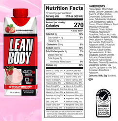 LABRADA Lean Body Ready to Drink Protein Shake, Strawberry Flavor, 500ml Pack of 12