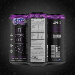 Applied Nutrition ABE Energy Drinks: Zero Sugar, Zero Calories, Grape Soda Flavor - Pack of 12 (330ml)