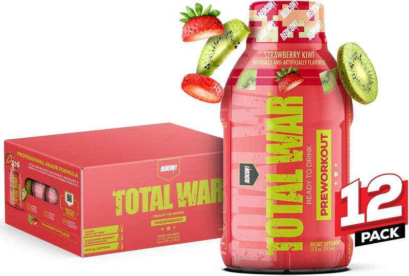 

Redcon1 Total War Pre Workout Drink, 355ml, Strawberry Kiwi, Pack of 12