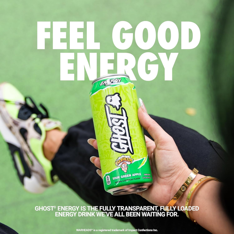 Ghost Energy Drink Green Apple Flavor, 473ml x12